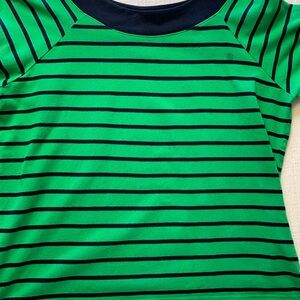 Rafaella Green and Navy Striped Short Sleeve Tee